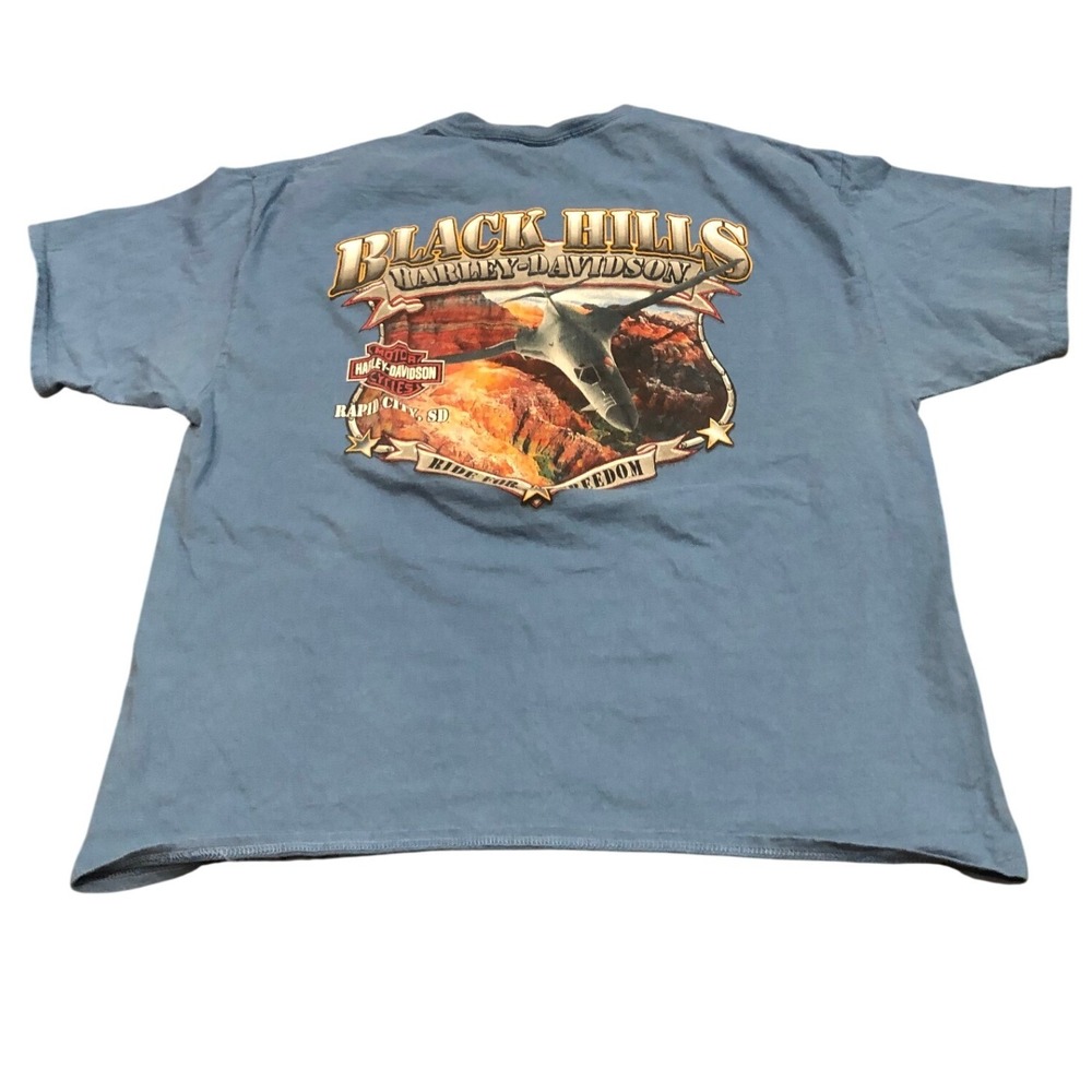 Harley-Davidson T-Shirt Mens XL Blue Black Hills South Dakota Graphic Tee
